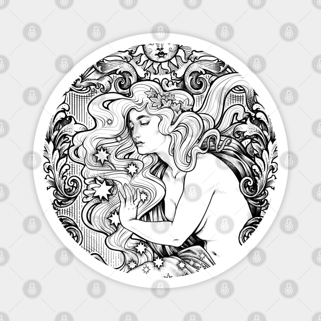 COSMIC LOVER lineart version Magnet by Medusa Dollmaker